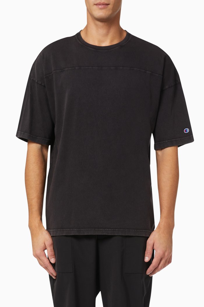 

Seam Detail T-shirt in Reverse Weave Cotton Jersey, Black