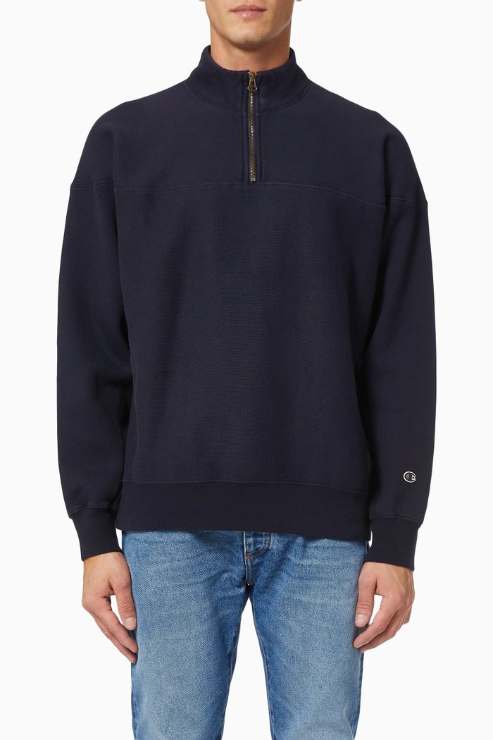 

Half Zip Sweatshirt in Cotton, Blue