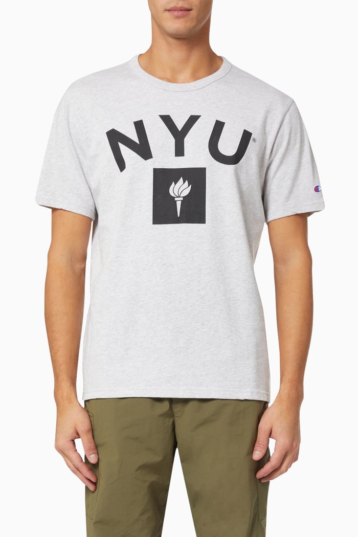 

College Print T-shirt in Cotton, Grey