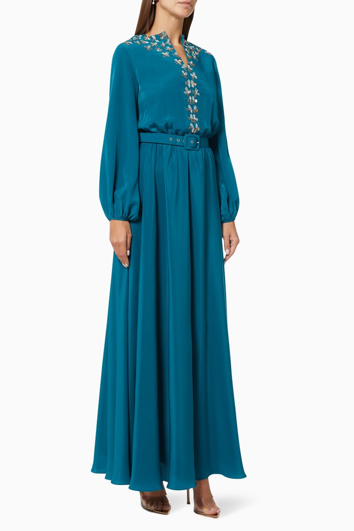 

Bias Cut Dress in Crepe Silk, Blue