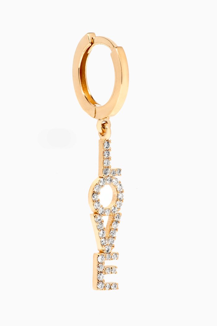 

Mantra "Love" Single Earring with Diamonds in 14kt Yellow Gold