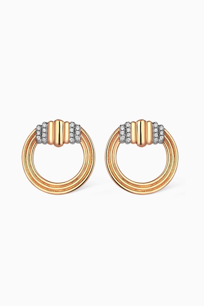 Spiral Earrings with Diamonds in 14kt Yellow Gold