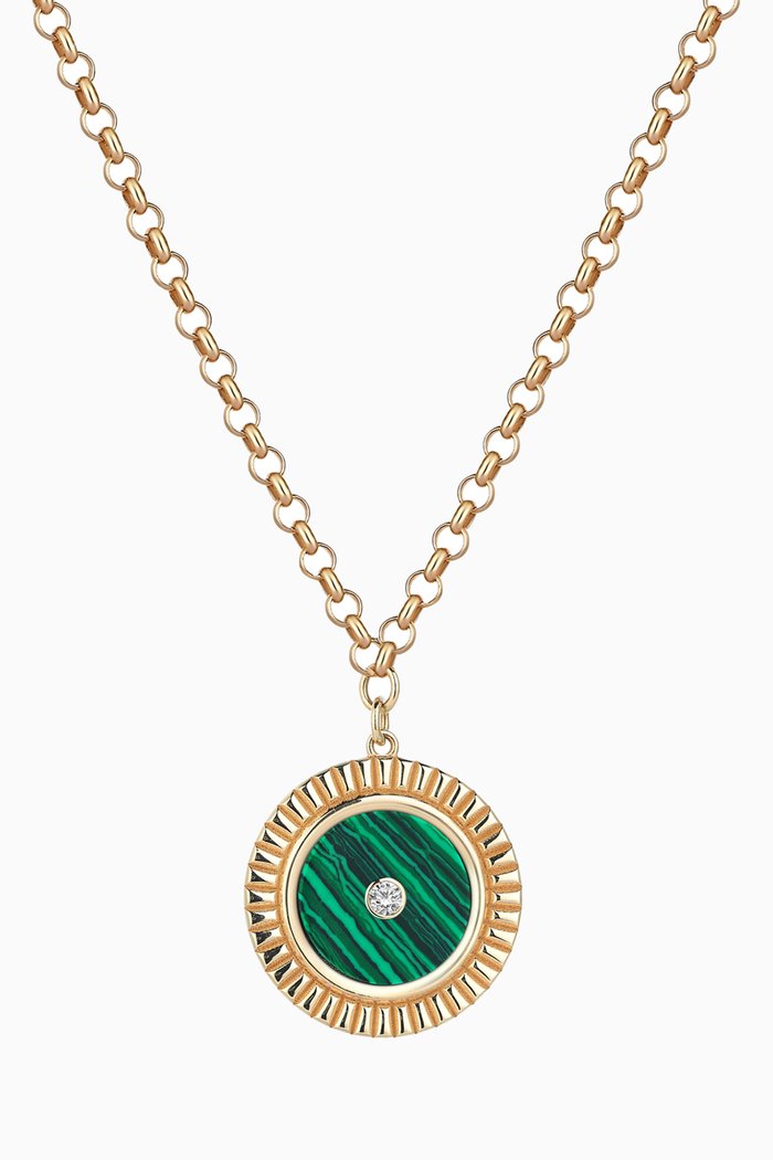 

Dune Necklace with Malachite & Diamond in 14kt Yellow Gold, Green