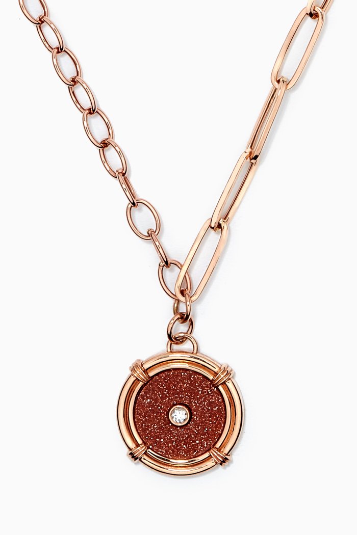 

Torque Necklace with Goldstone & Diamond in 14kt Rose Gold