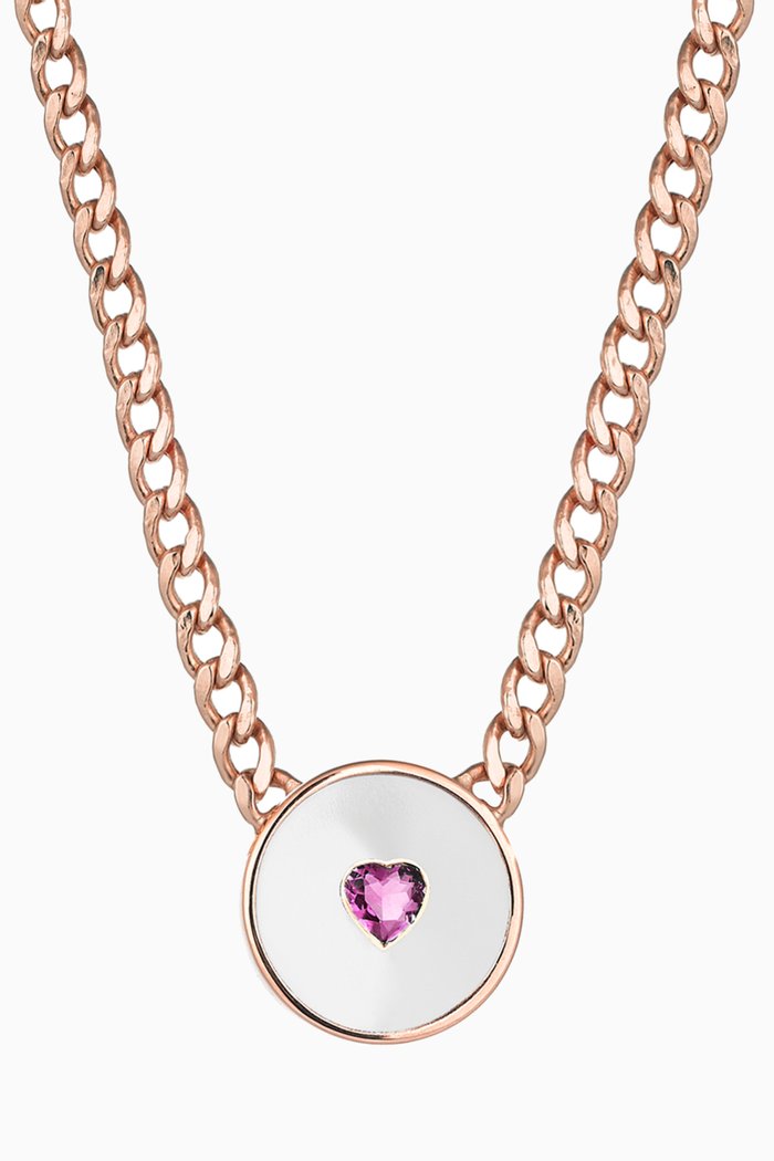 

Link Necklace with Sapphire & Enamel in 14kt Rose Gold