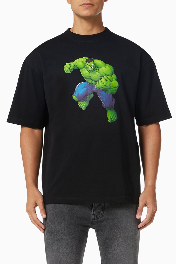 

x Hulk©2021MARVEL Medium Fit T-shirt in Vintage Jersey, Black