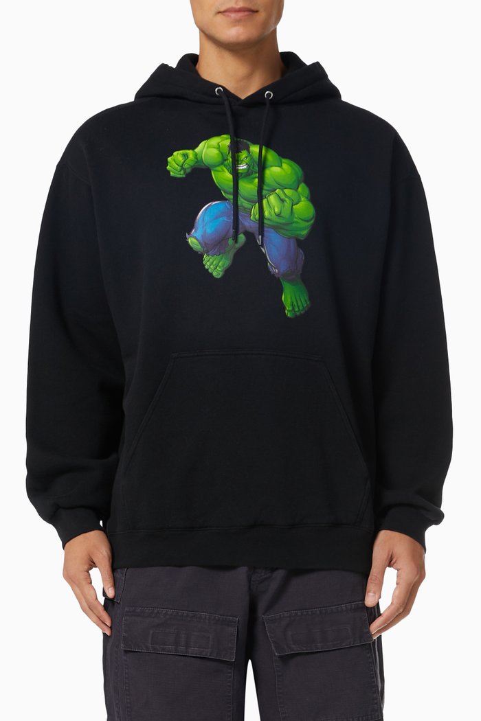 

x Hulk©2021MARVEL Medium Fit Hoodie in Cotton Fleece, Black