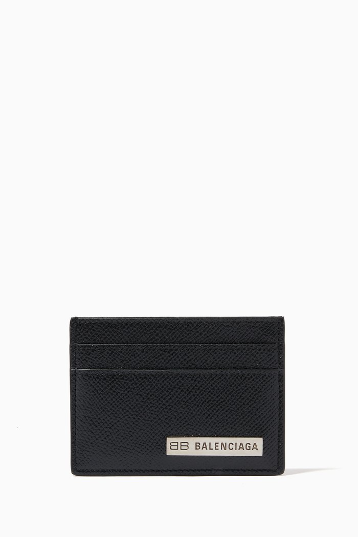 

Plate Card Holder in Matte Textured Calfskin, Black