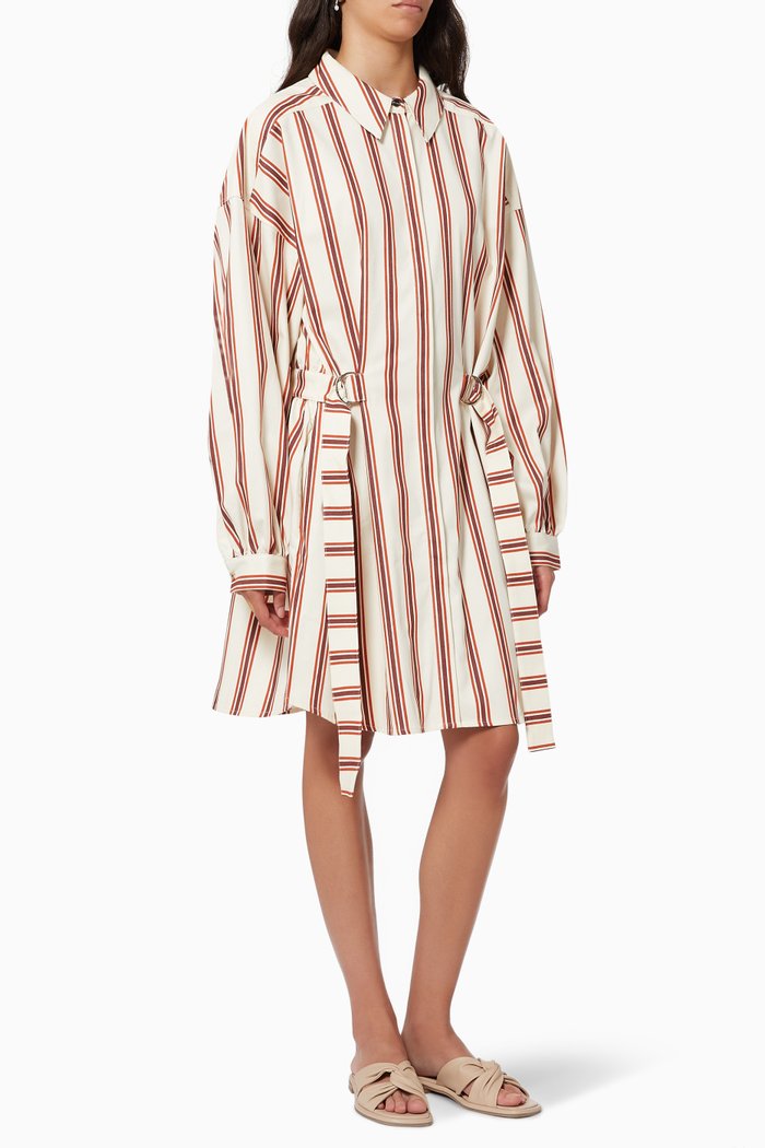 

Kaate Dress in Striped Stretch Cotton, Neutral