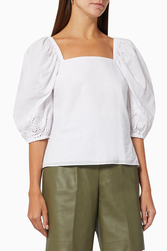 Elizaaan Top in Cotton, White