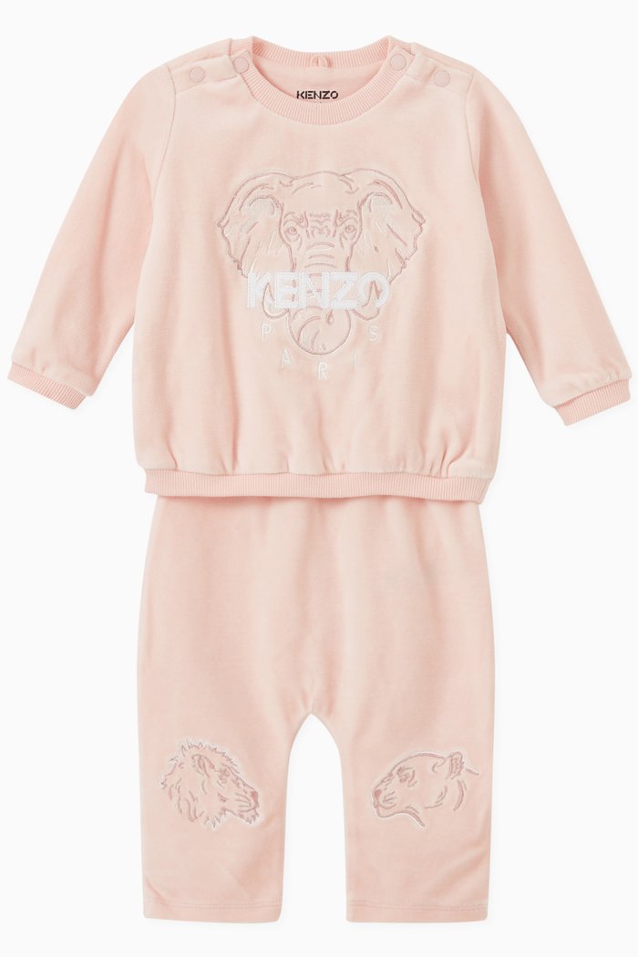 

Embroidered Logo Tracksuit in Chenille, Pink
