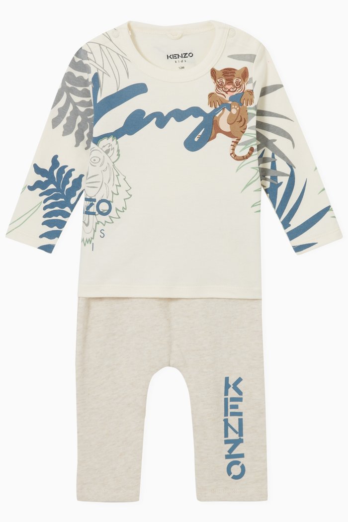 

Kenzo Lion Cub T-shirt & Joggers Set in Organic Cotton, Neutral