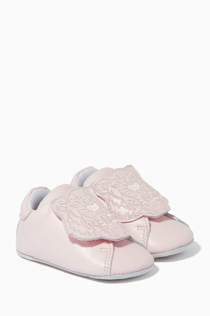 

Tiger Face Slip-on Shoes in Leather, Pink