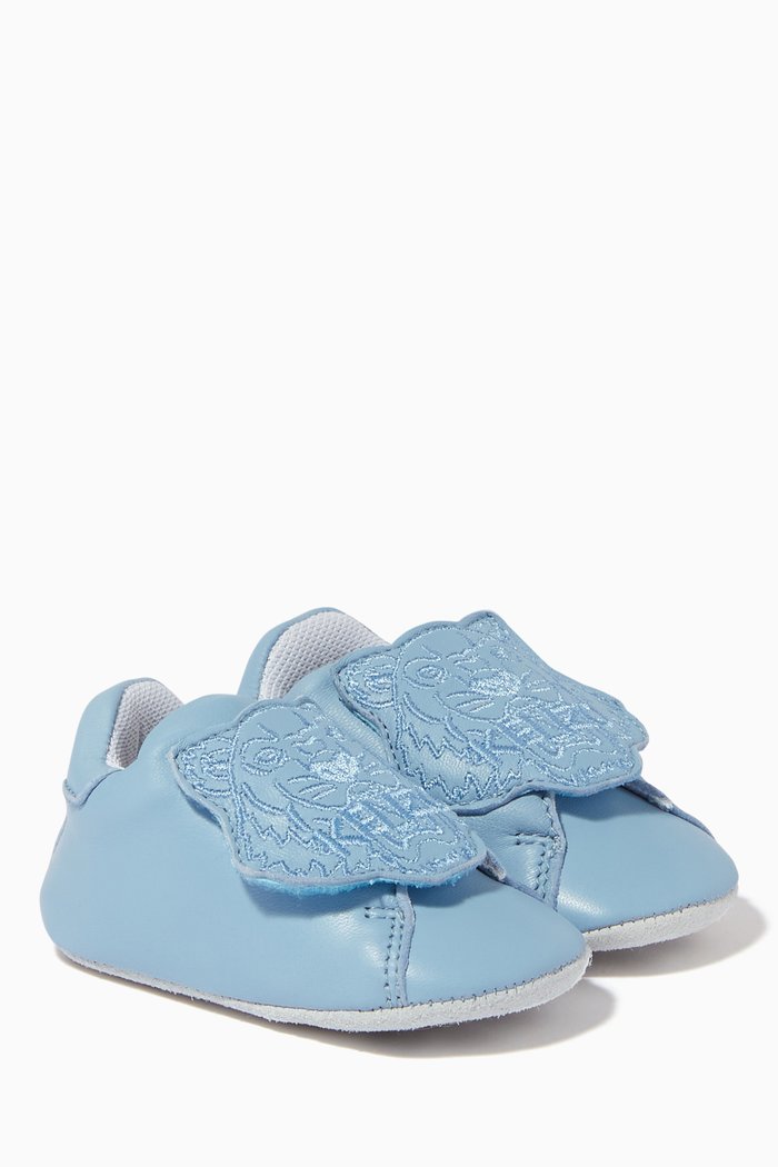 

Tiger Face Slip-on Shoes in Leather, Blue