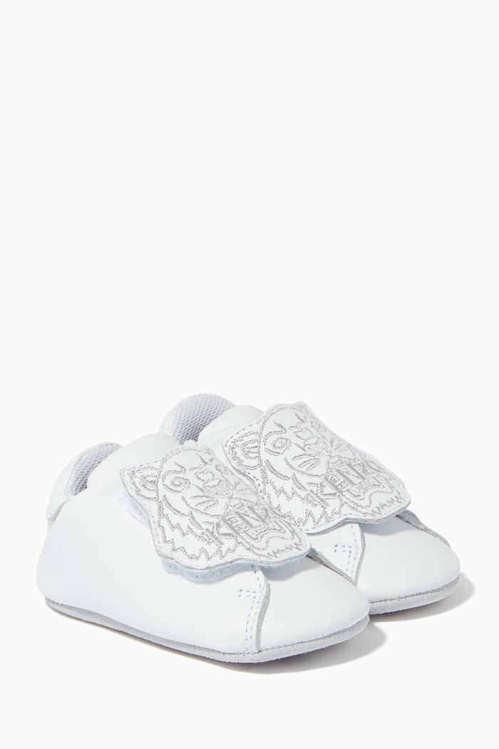 

Tiger Face Slip-on Shoes in Leather, Neutral