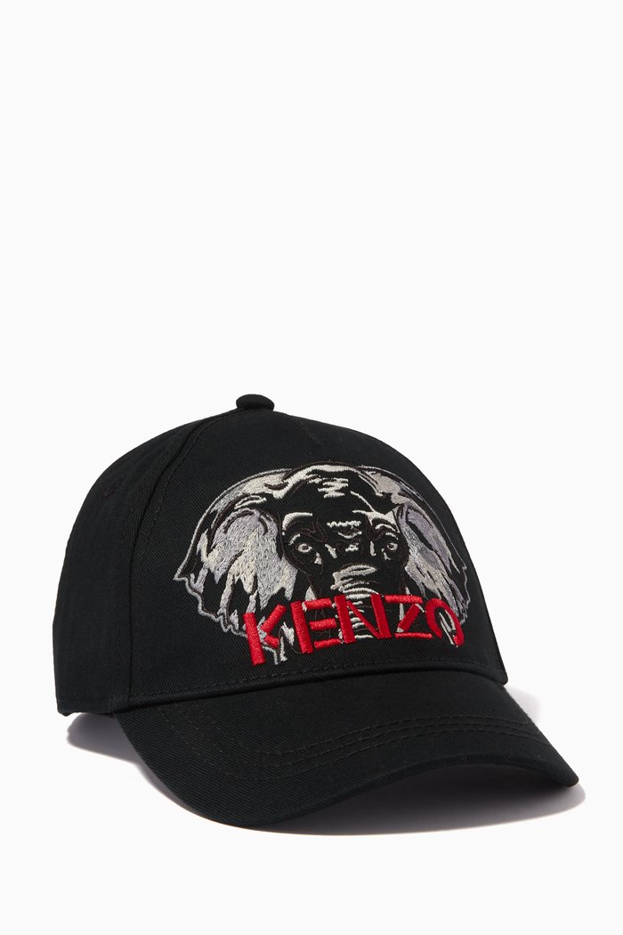 

Elephant Logo Embroidered Baseball Cap, Black