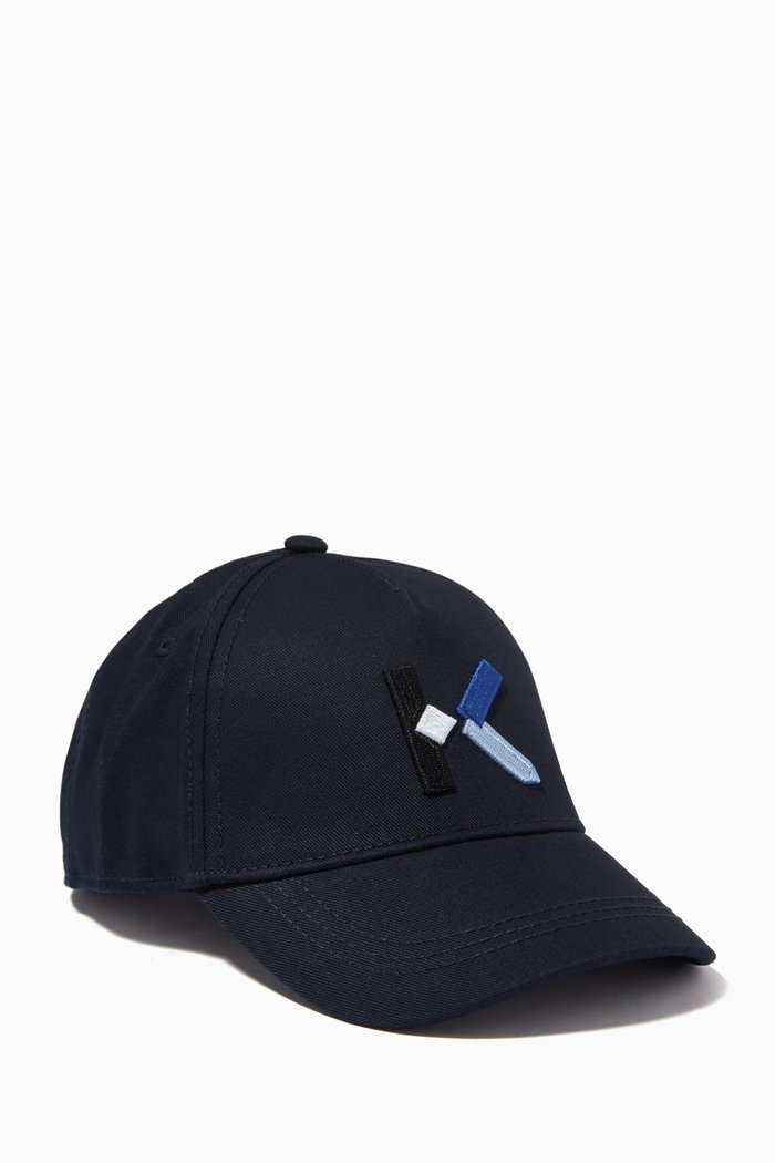 

Embroidered Baseball Cap in Cotton, Blue