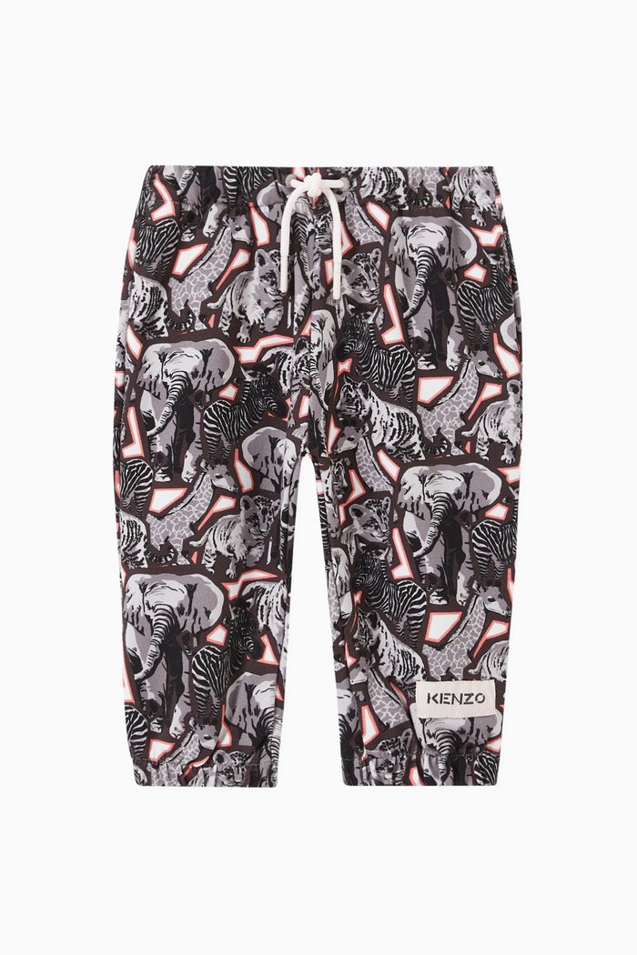 

All-over Animal Print Sweatpants in Cotton, Multicolour
