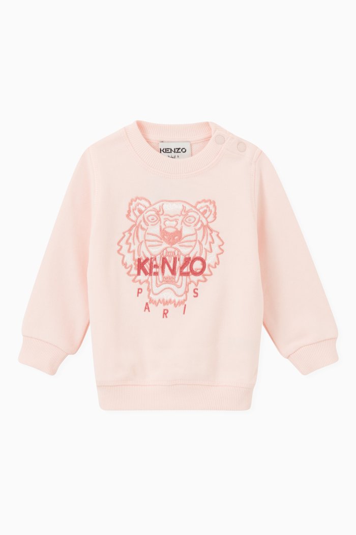 

Embroidered Logo Sweatshirt in Cotton Fleece, Pink