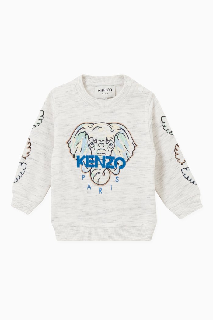 

Embroidered Logo Sweatshirt in Cotton Blend Fleece, Neutral