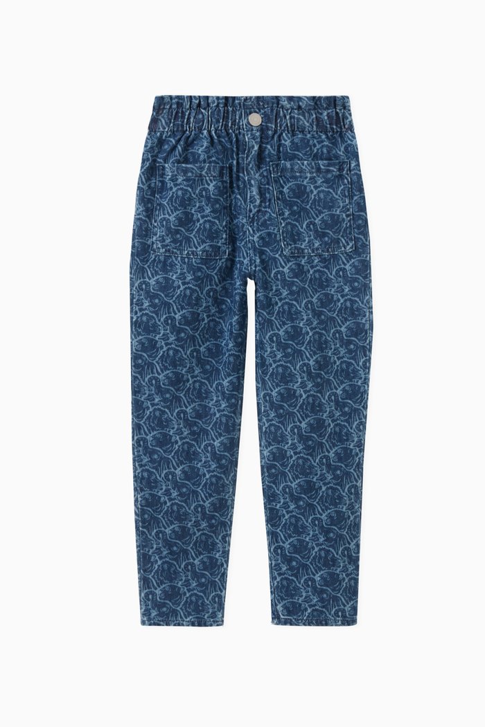 Paperbag Jeans in Cotton Denim, Blue