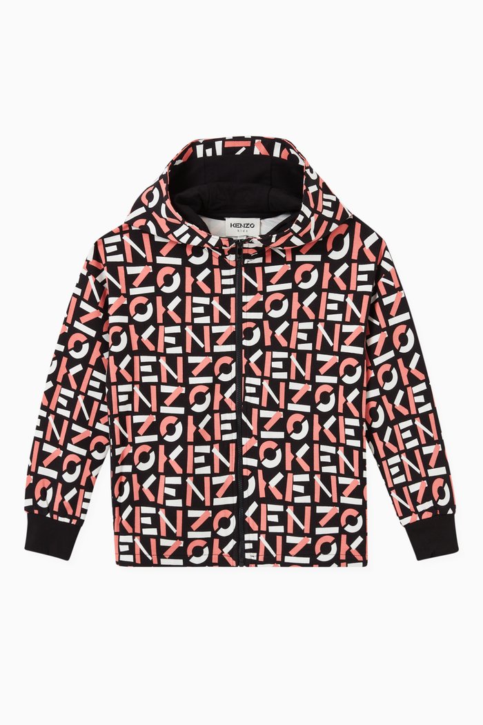 

Monogram Print Hooded Sweatshirt in Viscose, Multicolour