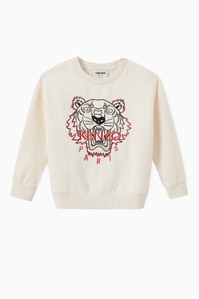 Embroidered Logo Loose Fit Sweatshirt in Fleece, Neutral
