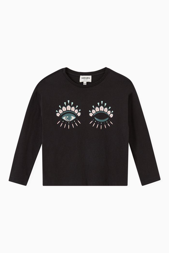 

Center Eye Print T-shirt in Organic Cotton Fleece, Black