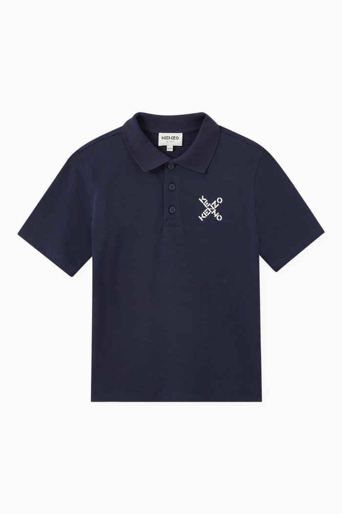 

Diagonal Stripe Logo Polo T-shirt in Cotton, Blue