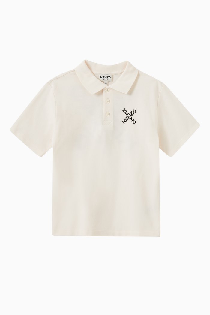 

Diagonal Stripe Logo Polo T-shirt in Cotton, Neutral