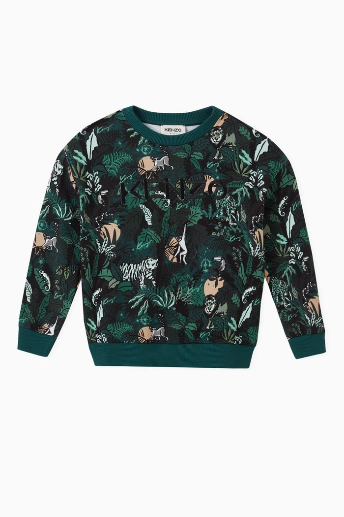 

All-over Graphic Sweatshirt in Brushed Fleece, Multicolour