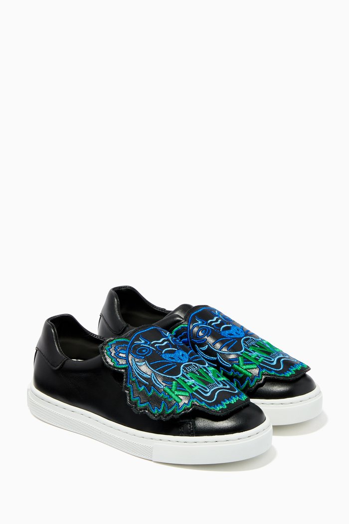 

Tiger Face Sneakers in Nappa Leather, Black