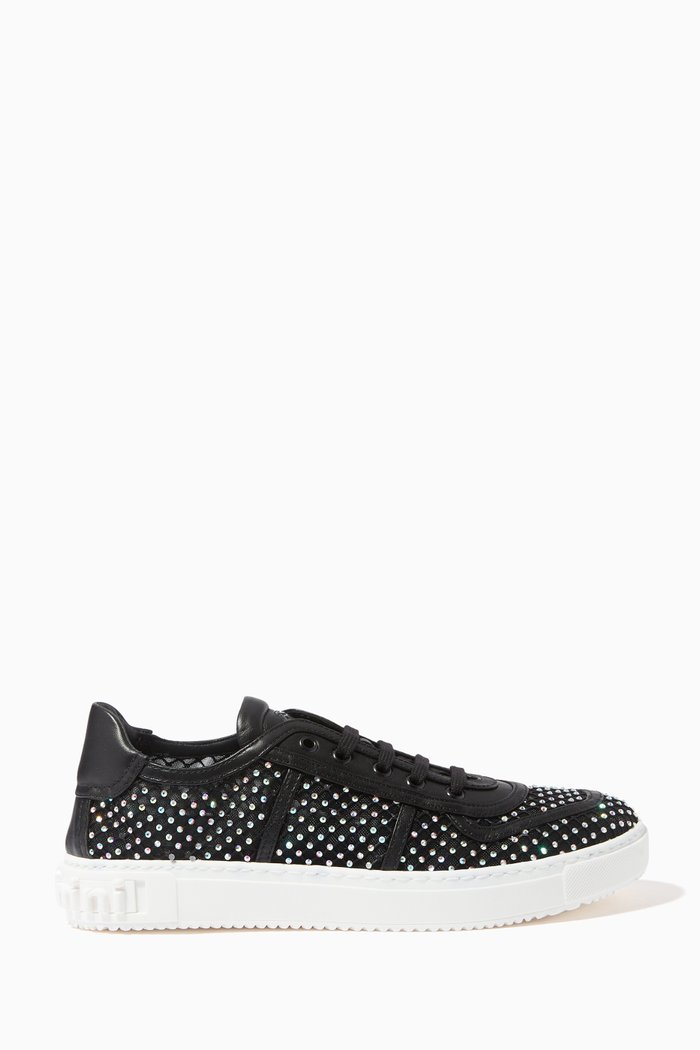 

Strass Details Sneakers in Nappa Leather, Black
