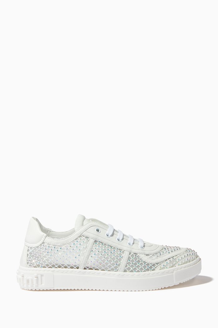 

Strass Details Sneakers in Nappa Leather, White