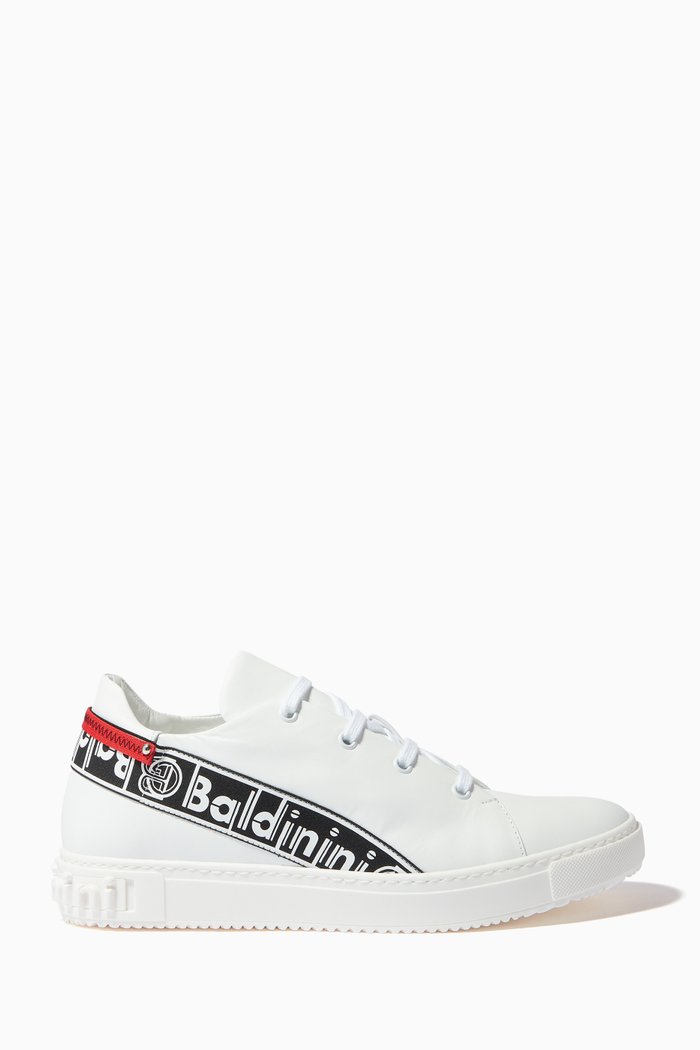 

Contrast Logo Sneakers in Calfskin Leather, White