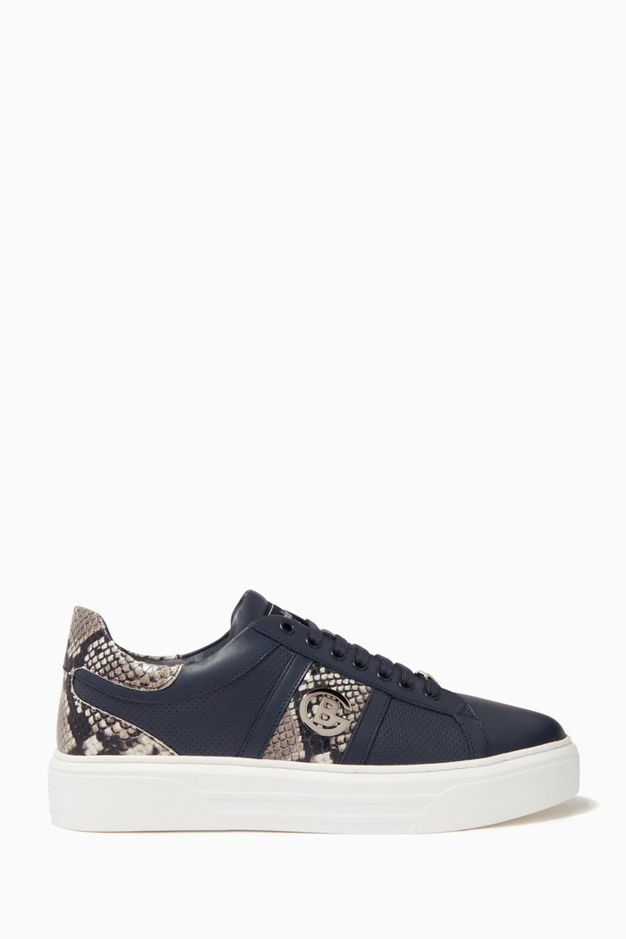 

Sneakers in Nappa Leather & Rock Python, Blue