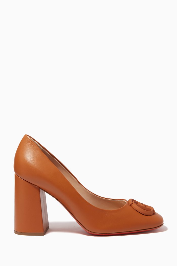 

Logo Block Heels in Nappa Leather, Brown