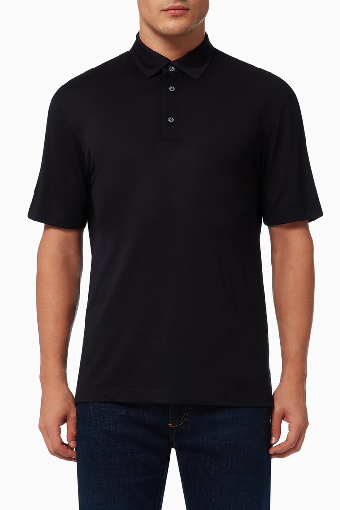 

High Performance Packaway Polo in Wool, Black
