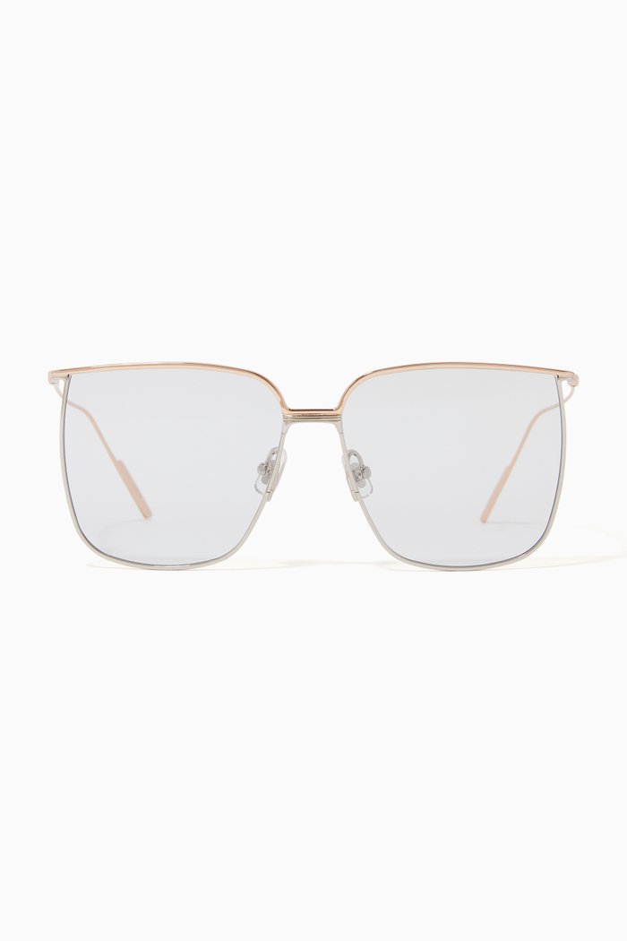 

High to Low Square Sunglasses in Metal, Gold