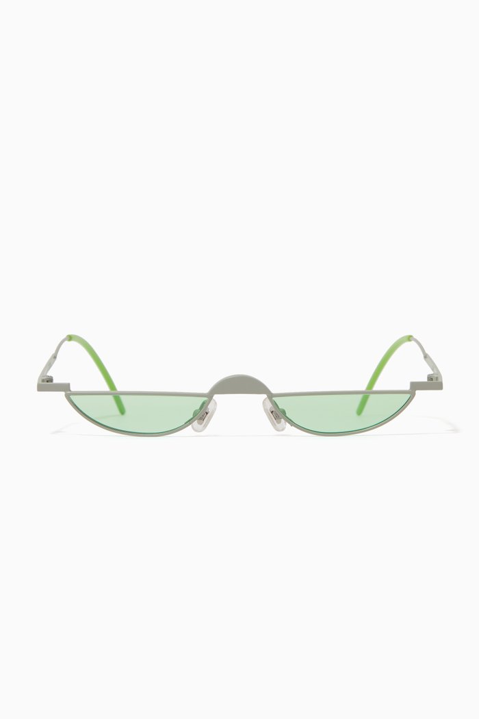 

Bees-KG1 Half Moon Sunglasses in Metal, Green