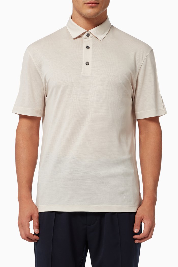 High Performance Packaway Polo in Wool, Neutral
