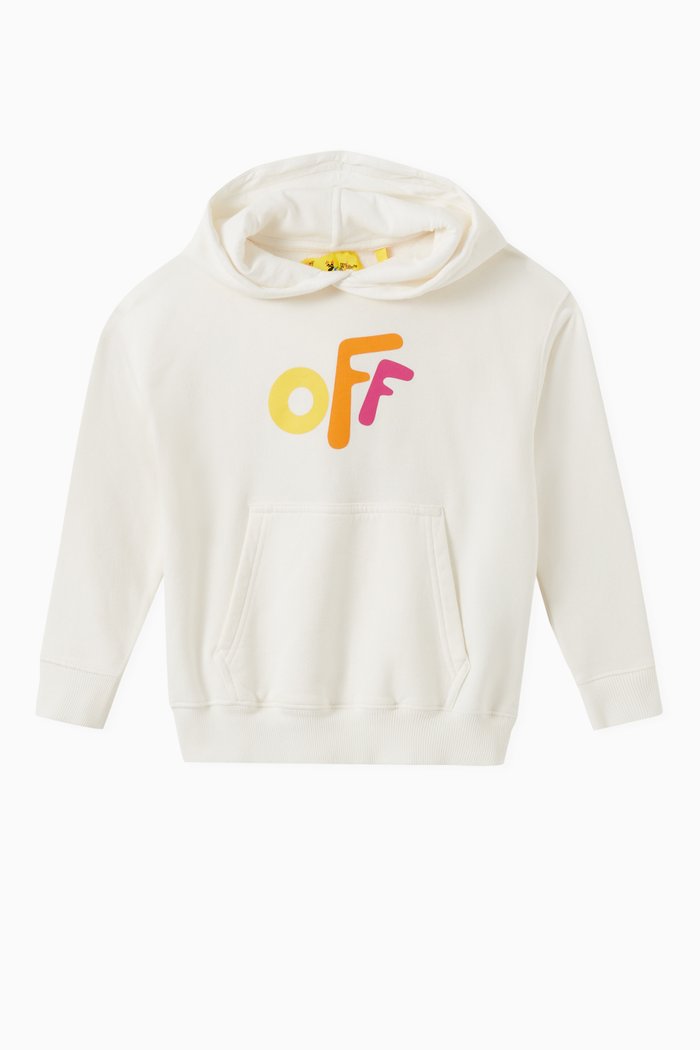 

Rounded Logo Hoodie in Cotton Terry, White