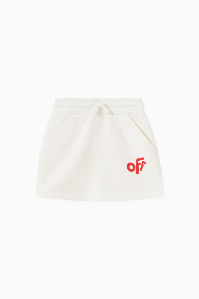 

Rounded Logo Skirt in Cotton Jersey, White