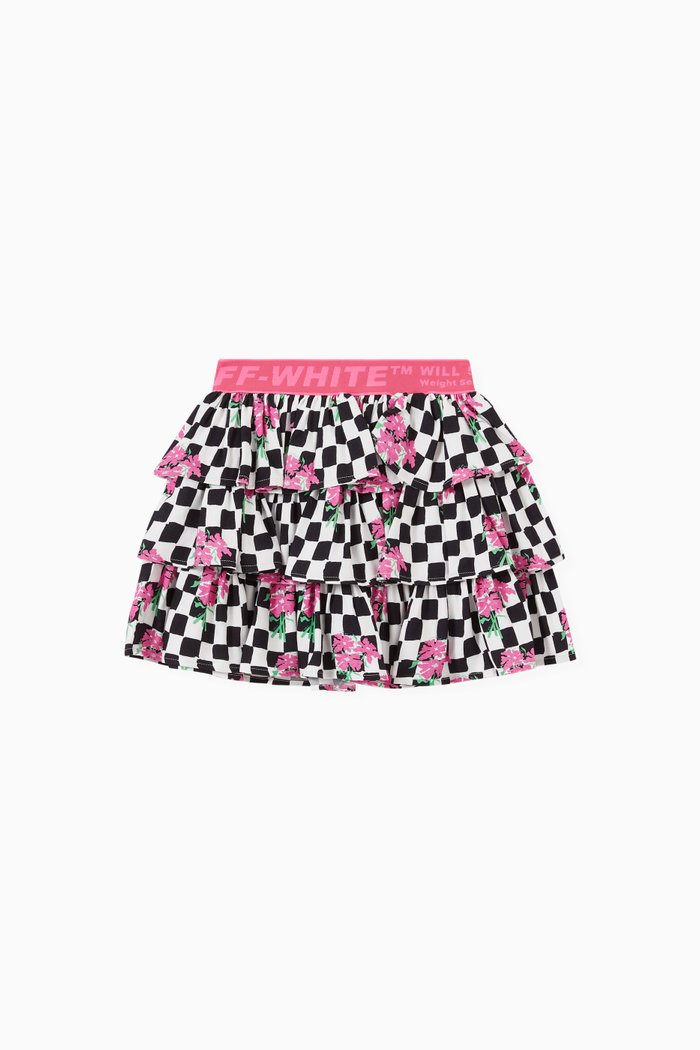 

Chessboard Flowers Skirt in Viscose, Multicolour