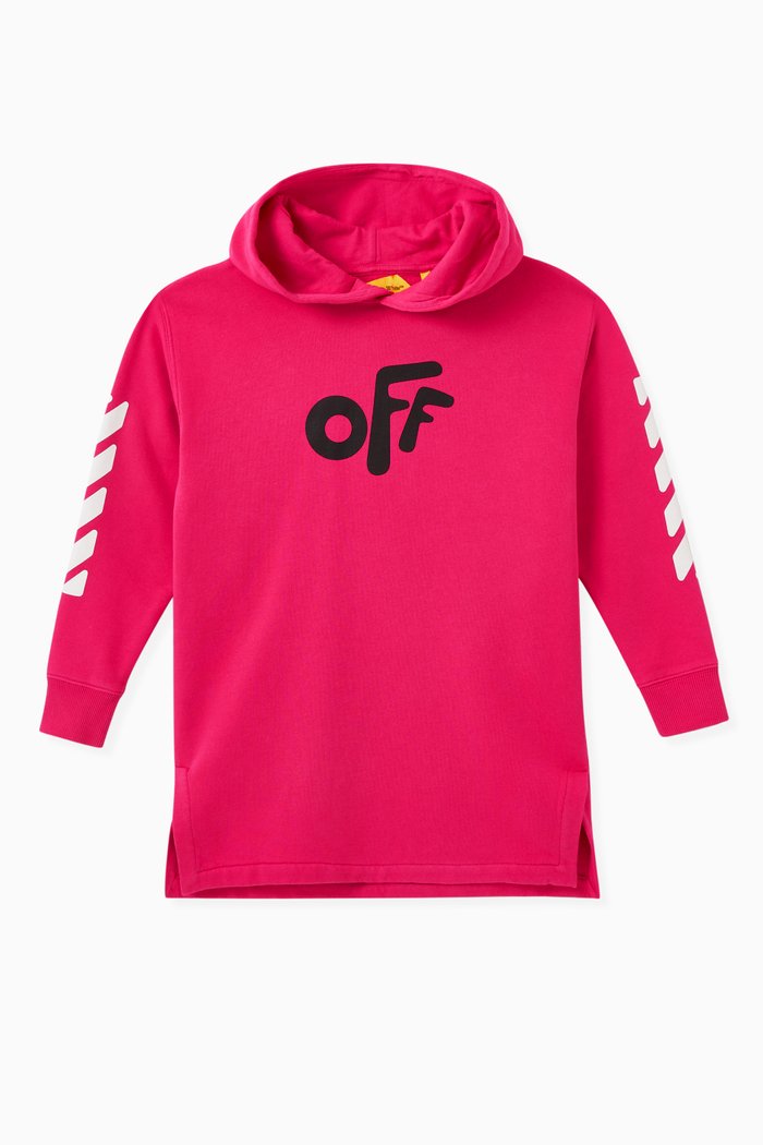 

Rounded Logo Hoodie Dress in Cotton Jersey, Pink