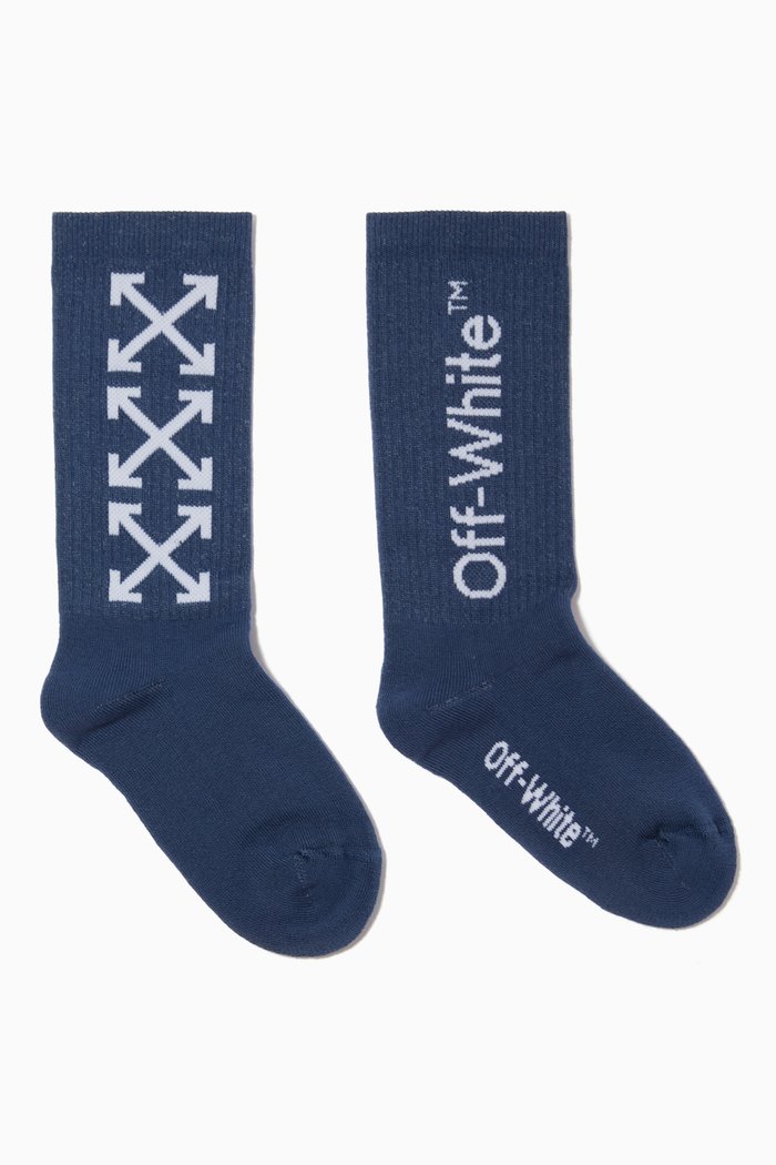 

Arrows Mid Length Socks in Cotton, Blue