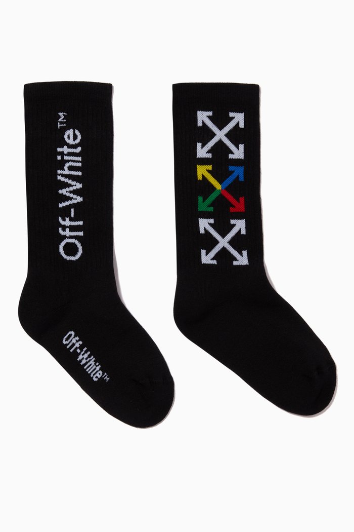 

Arrows Mid Length Socks in Cotton, Black