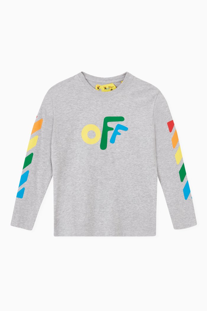Rounded Logo T-shirt in Cotton Jersey, Grey