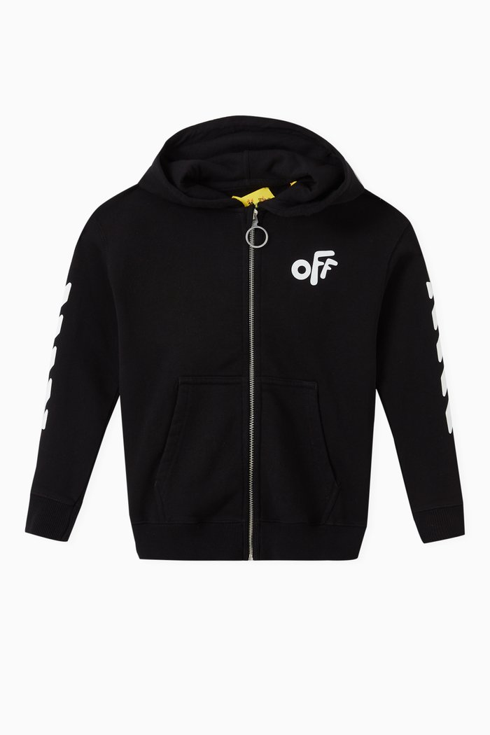 

Rounded Logo Hoodie in Cotton Jersey, Black