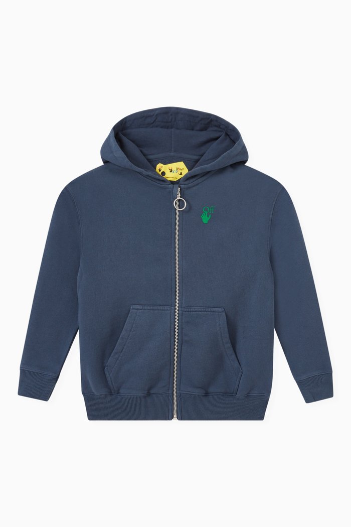 

Marker Arrows Zip Hoodie in Cotton Jersey, Blue